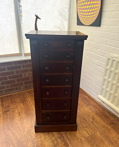 Dark wood tallboy chest - wood,