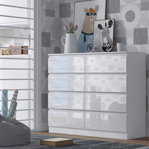 White gloss drawer chest of - drawer,