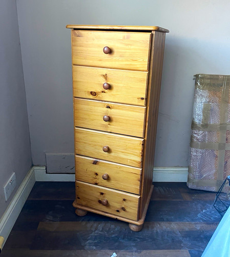Pine tall narrow drawer - narrow, 6