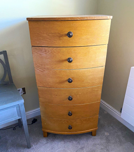 Wood curved front tall chest - wood,