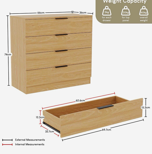 Light wood drawer chest - light, of