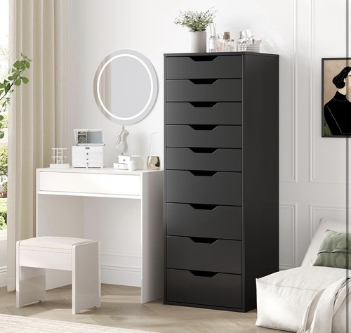 Tall black chest drawers - black, of