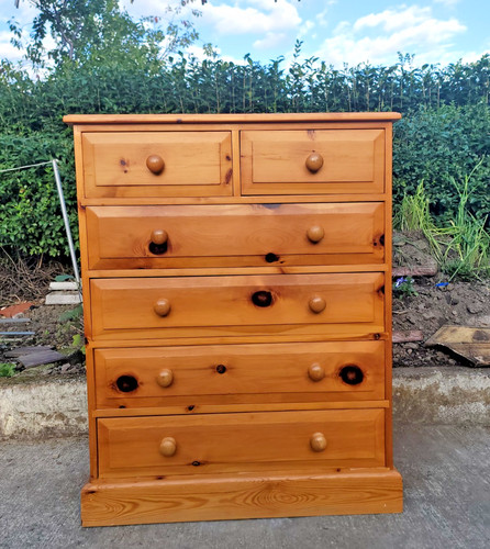 Pine chest drawers tall 6 - pine,